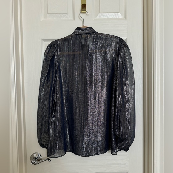 Maje - sheer navy and gold blouse - Size 1 - Picture 3 of 11